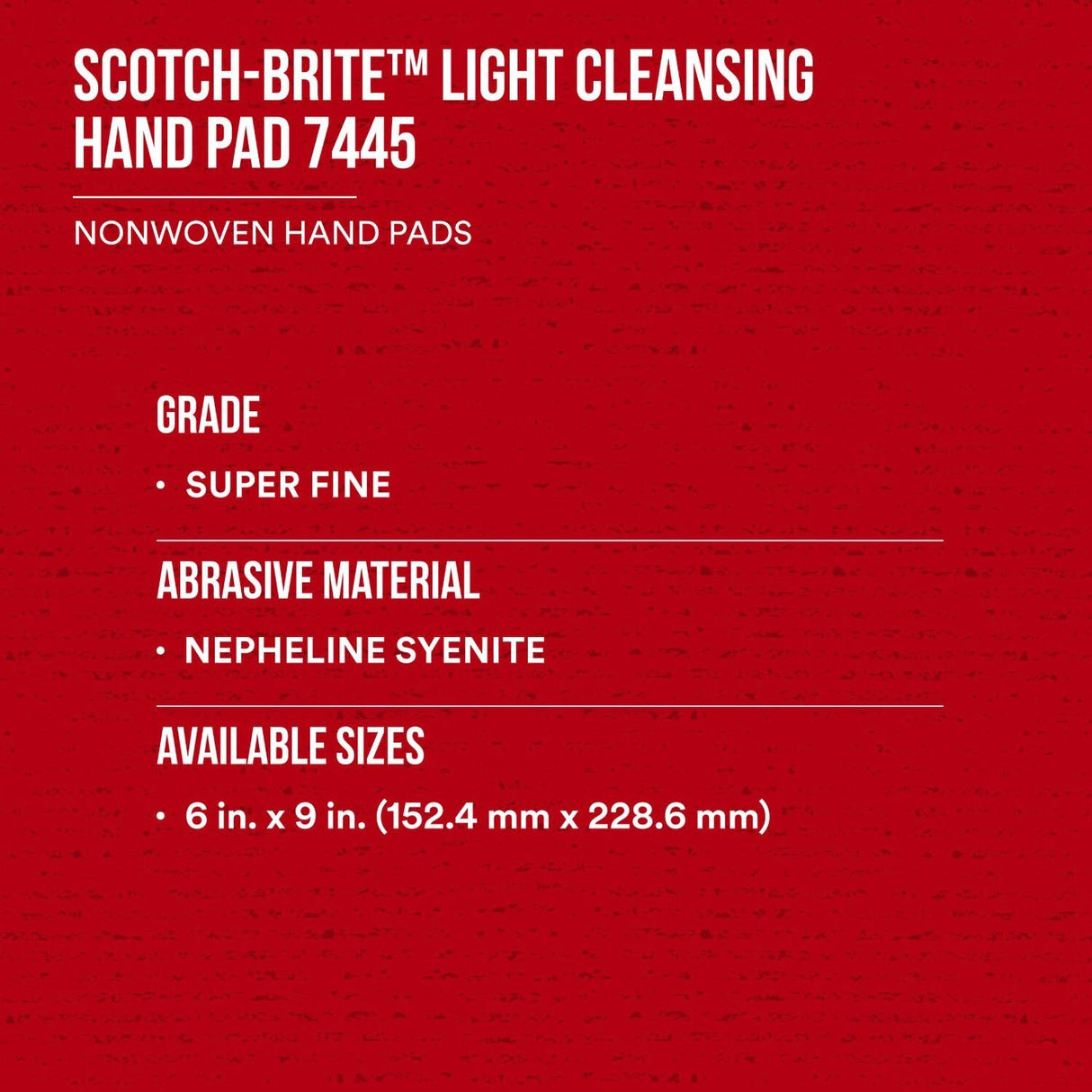 3M HP-HP 7445 Scotch-Brite Light Cleansing Hand Pad, Super Fine, White, 6 in x 9 in (7000045995) (60 Pack) - 8