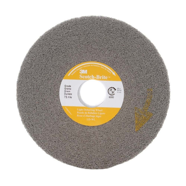 3M LD-WL Scotch-Brite Light Deburring Wheel, Silicon Carbide, 6000 rpm, 6" Diameter x 1/2" Width, 1" Arbor, 8S Fine Grit (7000046057) (4 Pack)