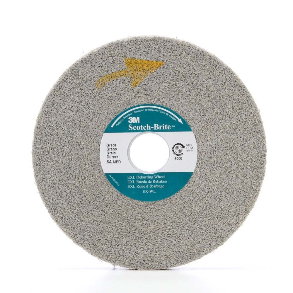 3M XL-WL Scotch-Brite EXL Deburring Wheel, 8A Medium Grit Aluminum Oxide, Convolute, 6 in x 1/2 in x 1 in (7000046060) (4 Pack)