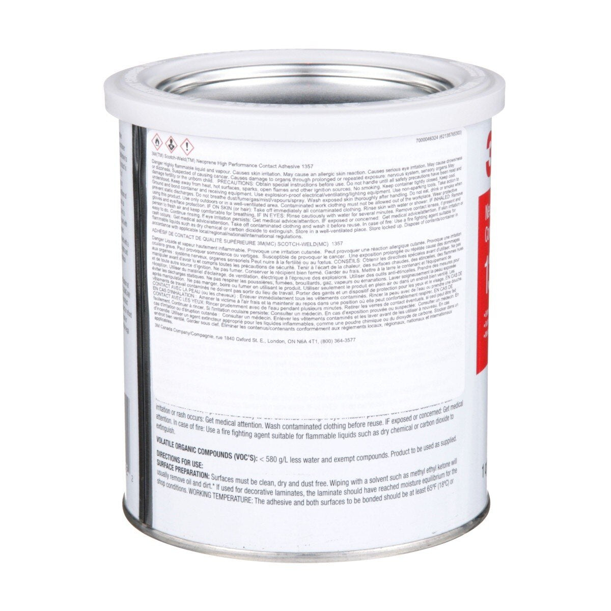 3M 1357 Neoprene High Performance Contact Adhesive, Gray-Green, 1 Quart Can (7000046324) (16284 Pack) - 5