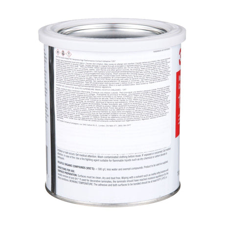 3M 1357 Neoprene High Performance Contact Adhesive, Gray-Green, 1 Quart Can (7000046324) (16284 Pack) - 5