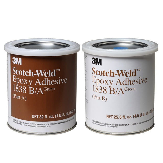 3M 1838 Scotch-Weld Epoxy Adhesive, Green, Part B/A, 1 qt Kit (7000046340)  - (6Pack)
