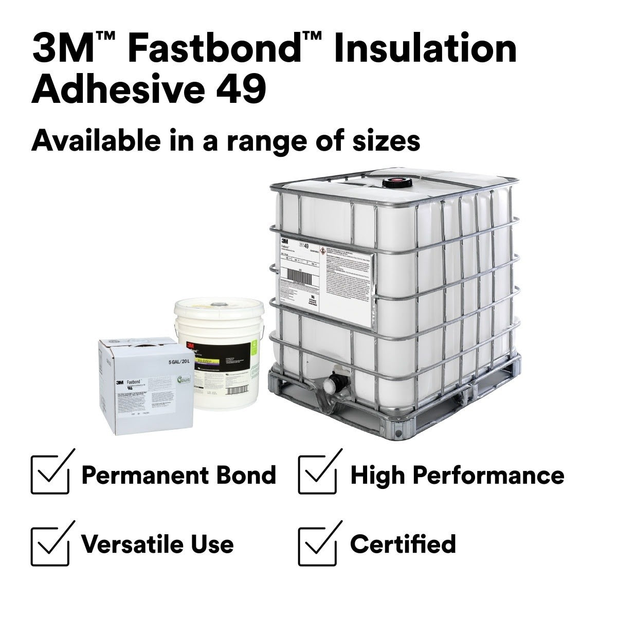 3M 49 Fastbond Insulation Adhesive, Clear, 5 Gallon (7000046566) - 5
