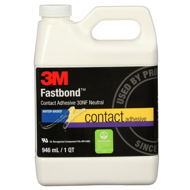 3M 30NF Contact Adhesive, Neutral, Water-Based, 1 Quart Can (21180) (7000046567)  - (12Pack)