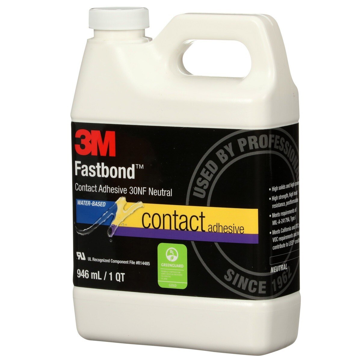 3M 30NF Contact Adhesive, Neutral, Water-Based, 1 Quart Can (21180) (7000046567)  - (12Pack) - 3