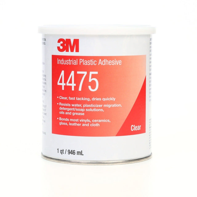 3M Industrial Plastic Adhesive 4475, Clear, 1 Quart Can (4475) (7000046573)  - (12Pack)