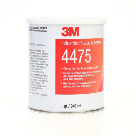 3M Industrial Plastic Adhesive 4475, Clear, 1 Quart Can (4475) (7000046573)  - (12Pack) - 3