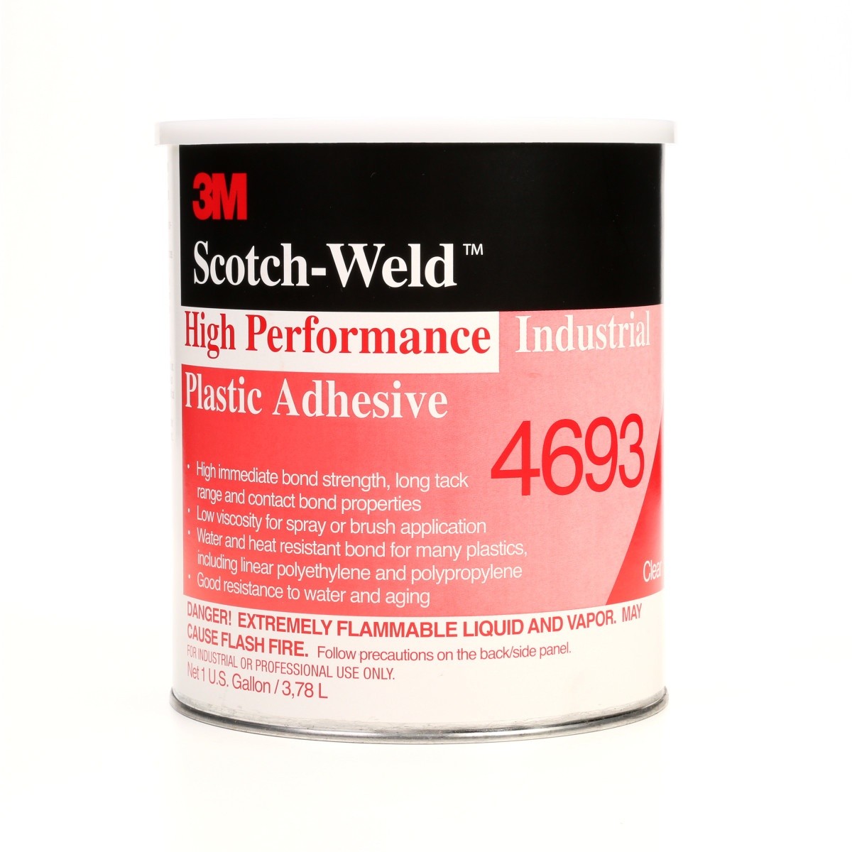 3M High Performance Industrial Plastic Adhesive, Light Amber, 1 Gallon (4693) (7000046575)  - (4Pack) - 2