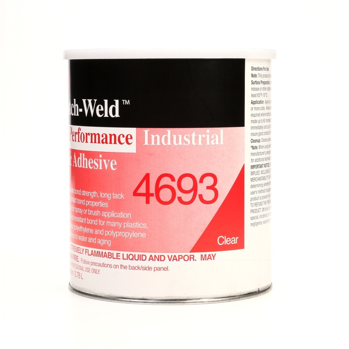 3M High Performance Industrial Plastic Adhesive, Light Amber, 1 Gallon (4693) (7000046575)  - (4Pack) - 3