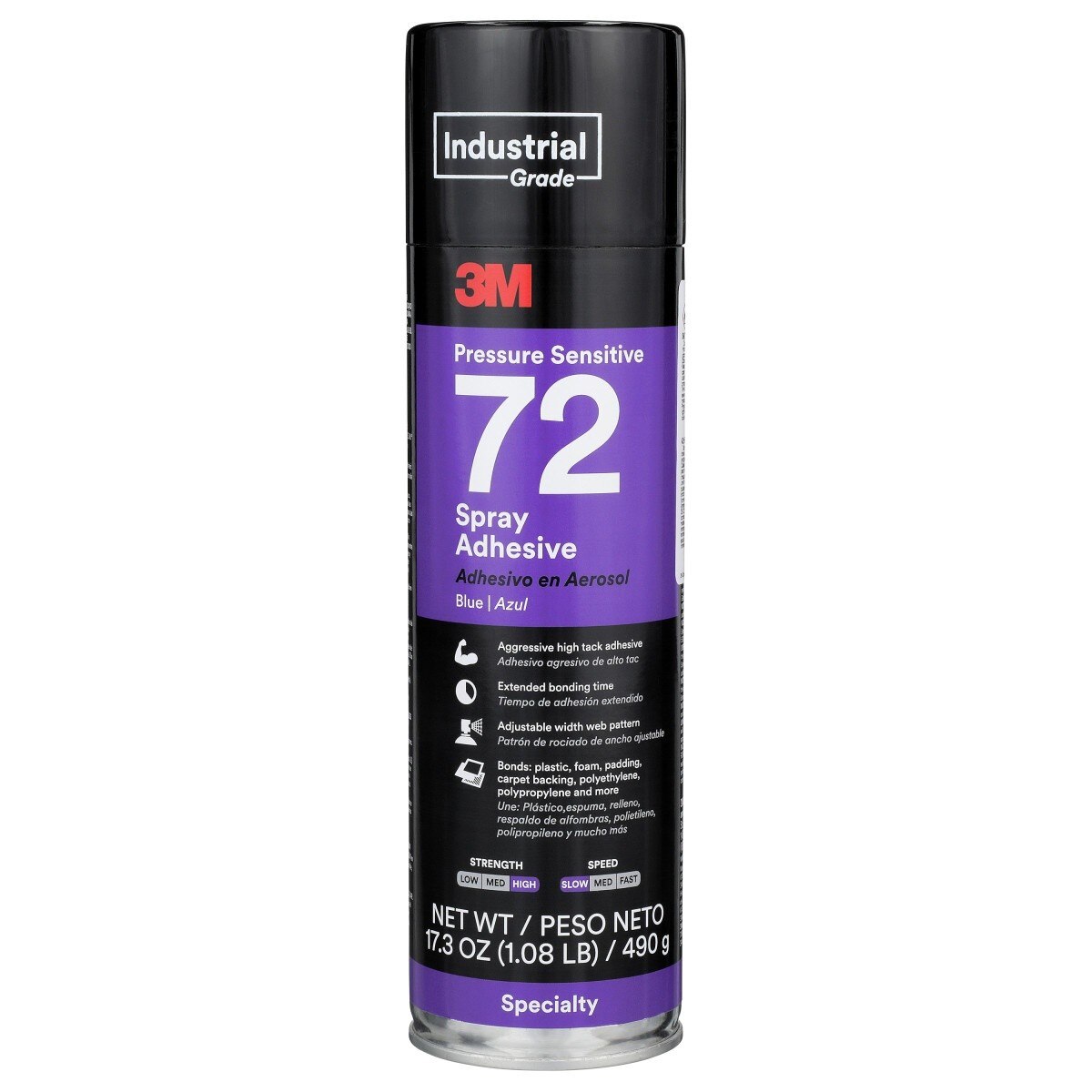 3M 72 Pressure Sensitive Spray Adhesive, Blue, 24 fl oz Can Net Wt 17.3 oz, Aerosol (7000046588)  - (12Pack)
