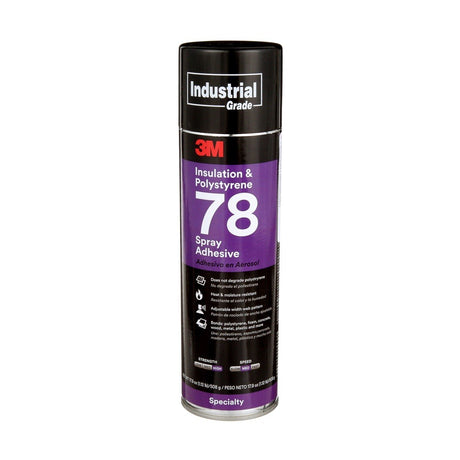 3M 78 41593 Polystyrene Foam Insulation Spray Adhesive, Clear, 24 fl oz Can, Net Wt 17.9 oz (7000046590)  - (12Pack)