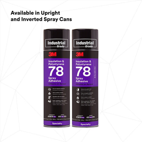3M 78 41593 Polystyrene Foam Insulation Spray Adhesive, Clear, 24 fl oz Can, Net Wt 17.9 oz (7000046590)  - (12Pack) - 7