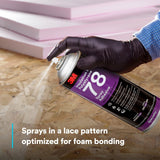 3M 78 41593 Polystyrene Foam Insulation Spray Adhesive, Clear, 24 fl oz Can, Net Wt 17.9 oz (7000046590)  - (12Pack) - 8
