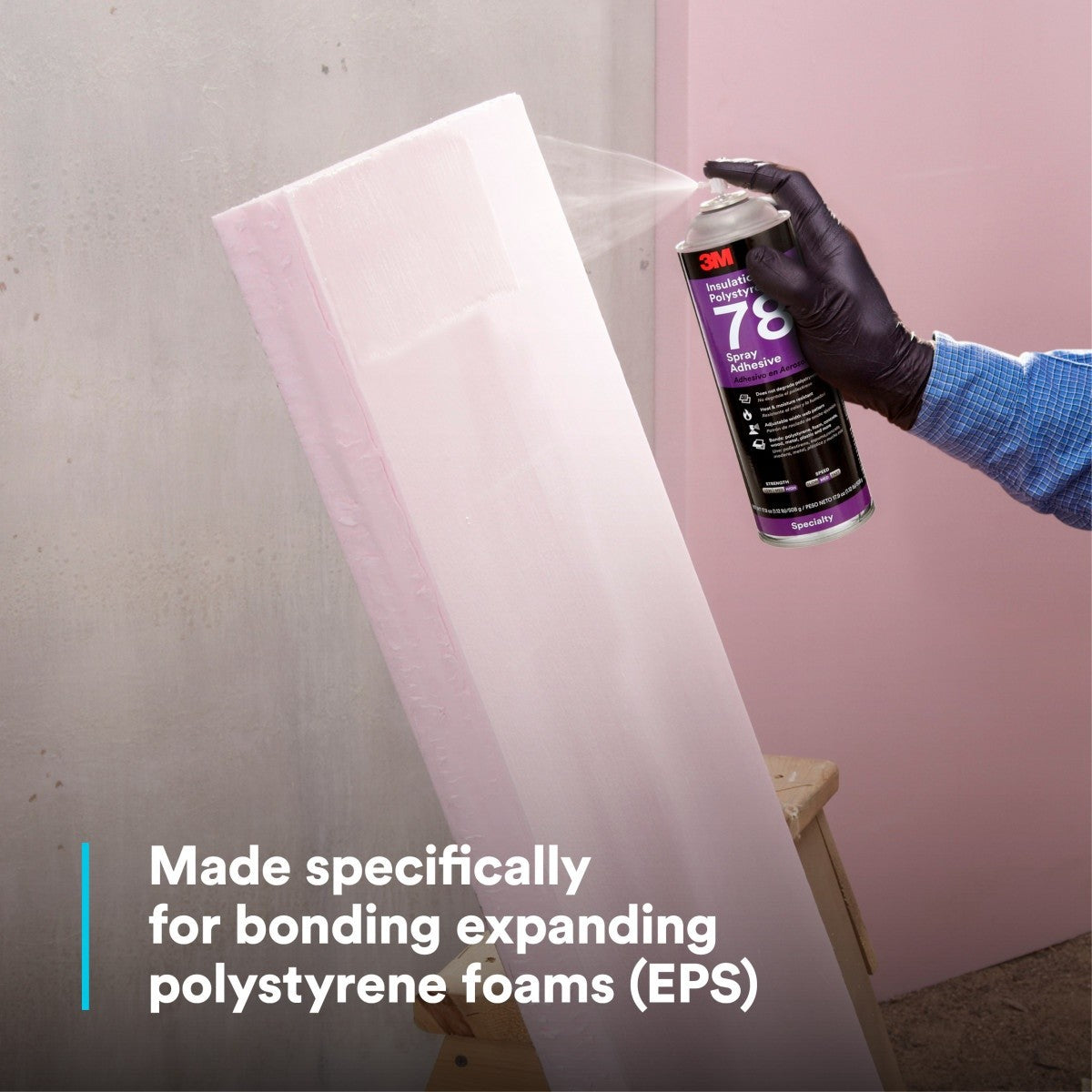 3M 78 41593 Polystyrene Foam Insulation Spray Adhesive, Clear, 24 fl oz Can, Net Wt 17.9 oz (7000046590) - 9
