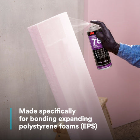3M 78 41593 Polystyrene Foam Insulation Spray Adhesive, Clear, 24 fl oz Can, Net Wt 17.9 oz (7000046590) - 9