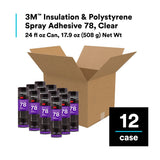 3M 78 41593 Polystyrene Foam Insulation Spray Adhesive, Clear, 24 fl oz Can, Net Wt 17.9 oz (7000046590)  - (12Pack) - 10