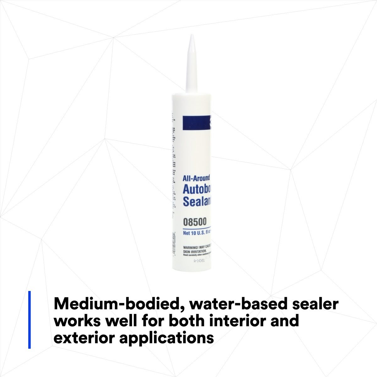 3M 08500 All-Around Autobody Sealant, Medium-Bodied, Water-Based, Quick-Drying, White, 1/10 gal 10 fl oz Cartridge (7000046622)  - (12Pack) - 3