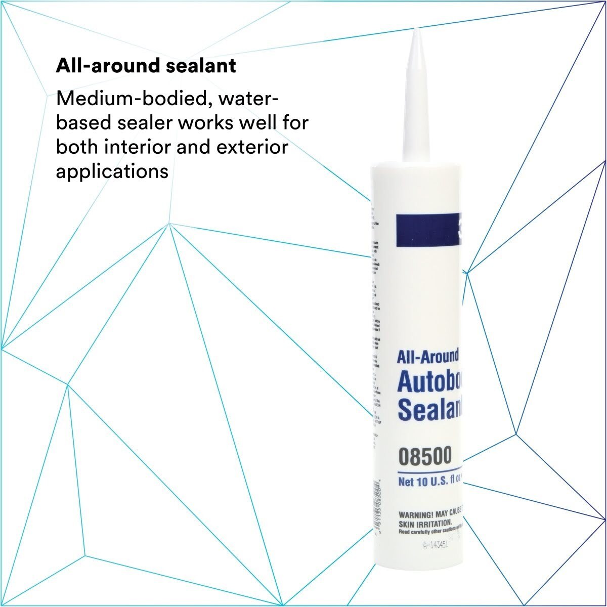 3M 08500 All-Around Autobody Sealant, Medium-Bodied, Water-Based, Quick-Drying, White, 1/10 gal 10 fl oz Cartridge (7000046622)  - (12Pack) - 4