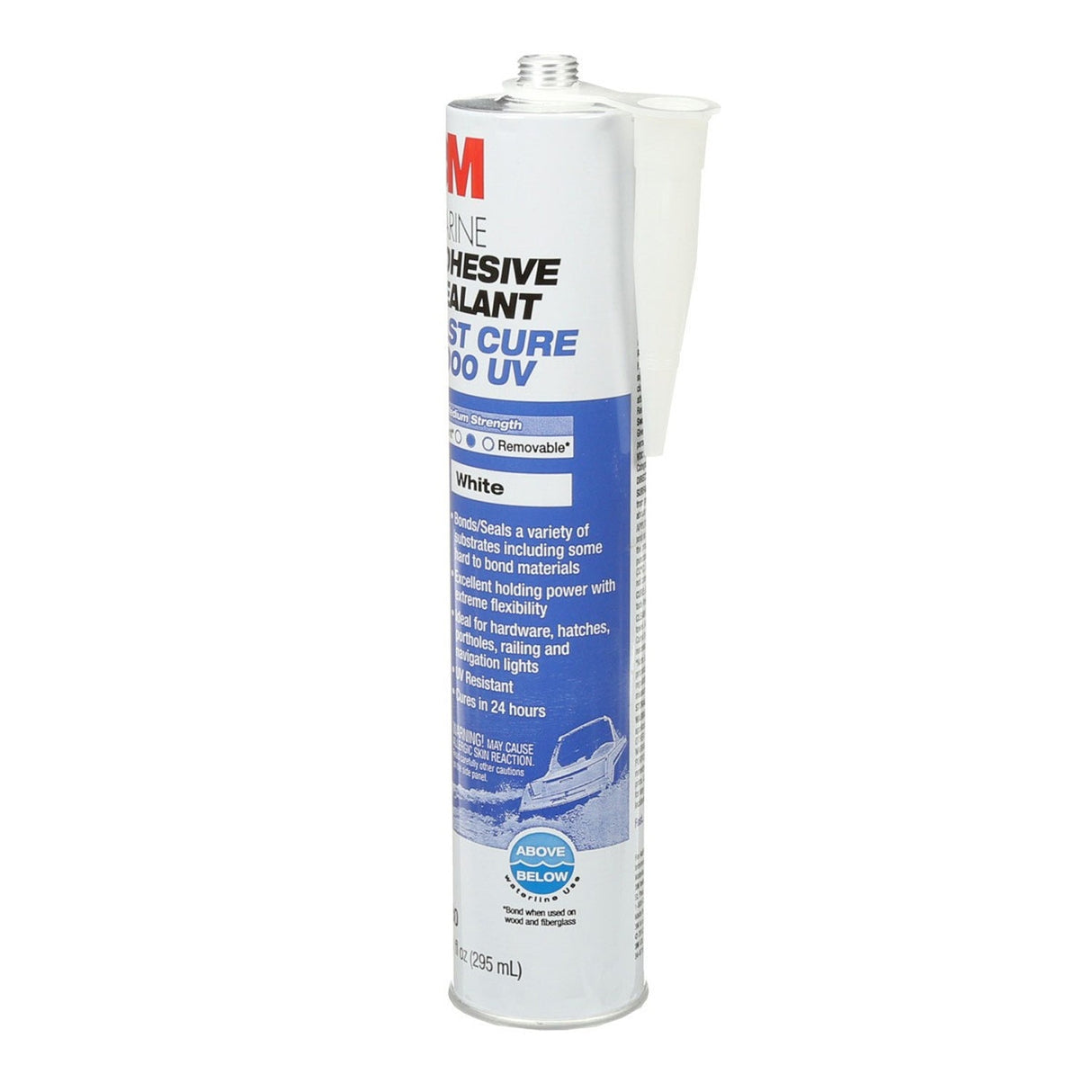 3M 4000 UV Marine Adhesive Sealant Fast Cure, White, Medium Strength, UV Resistant, 295 mL Cartridge, 10 fl oz (6580) (7000046623)  - (12Pack) - 3