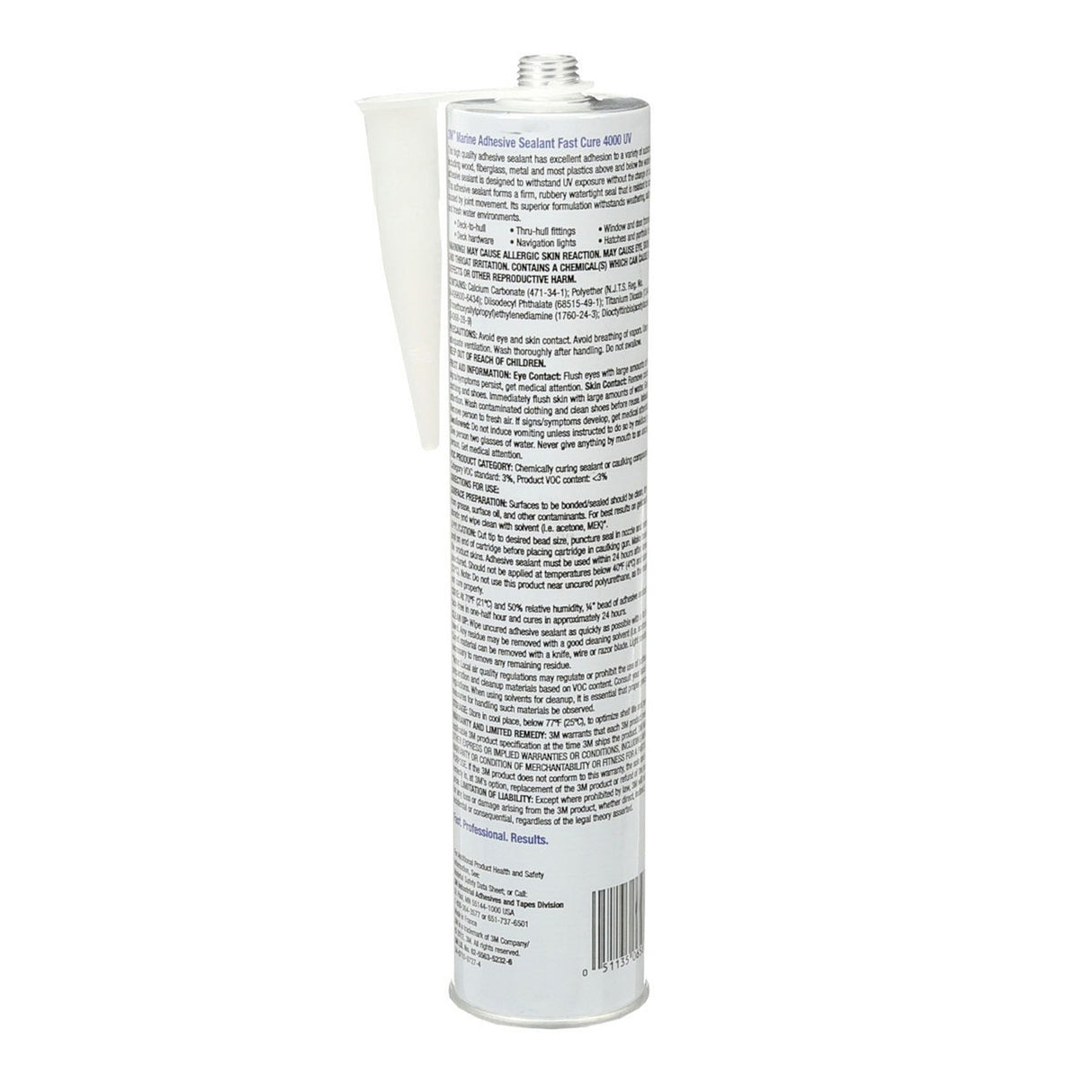 3M 4000 UV 6580 Marine Adhesive Sealant Fast Cure, White, Medium Strength, UV Resistant, 295 mL Cartridge, 10 fl oz (7000046623) - 4