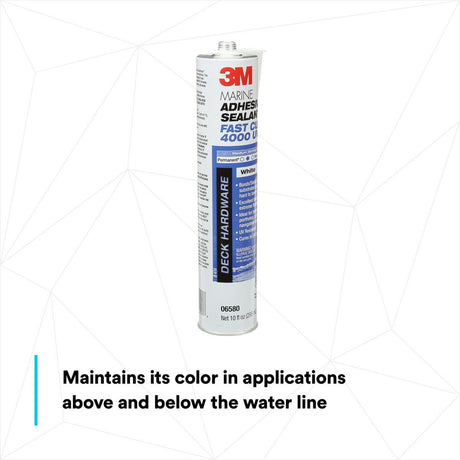 3M 4000 UV Marine Adhesive Sealant Fast Cure, White, Medium Strength, UV Resistant, 295 mL Cartridge, 10 fl oz (6580) (7000046623)  - (12Pack) - 5