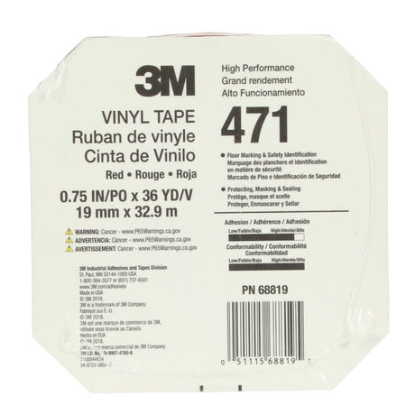 3M 471 Vinyl Tape, Red, 3/4 in x 36 yd, 5.2 mil (7000047452) (48 Pack) - 8