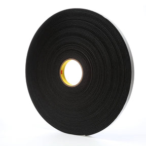 3M 4508 3312 Vinyl Foam Tape Black 1/2 in x 36 yd 125 mil (7000047496) (18 Pack)