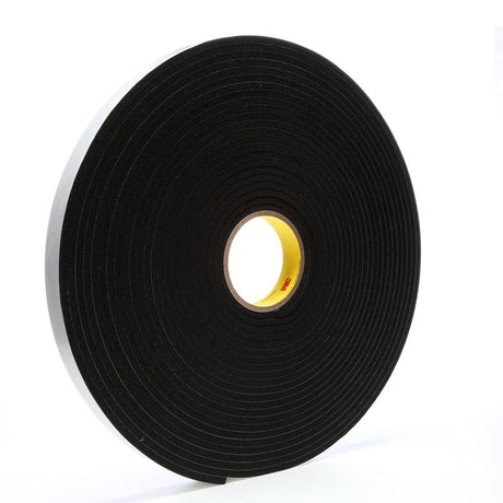 3M 4504 Vinyl Foam Tape, Black, 1 in x 18 yd, 250 mil (7000047499) (9 Pack)