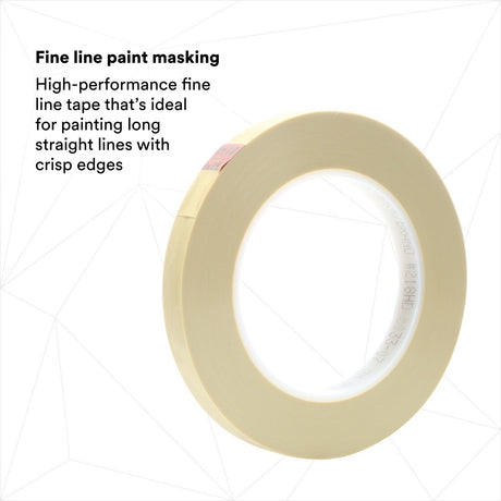 3M Scotch Fine Line Premium Masking Tape, Sand, 1/2 in x 60 yd, Polypropylene Roll (218) (7000048458)  - (12Pack) - 5