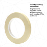 3M Scotch Fine Line Premium Masking Tape, Sand, 1/2 in x 60 yd, Polypropylene Roll (218) (7000048458)  - (12Pack) - 8