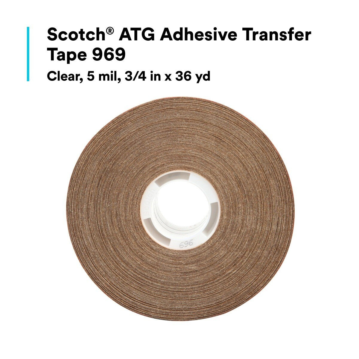 3M 969 Scotch ATG Adhesive Transfer Tape, Clear, 3/4 in x 36 yd, 5 mil (7000048463) (48 Pack) - 2