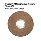3M 969 Scotch ATG Adhesive Transfer Tape, Clear, 3/4 in x 36 yd, 5 mil (7000048463) (48 Pack) - 2