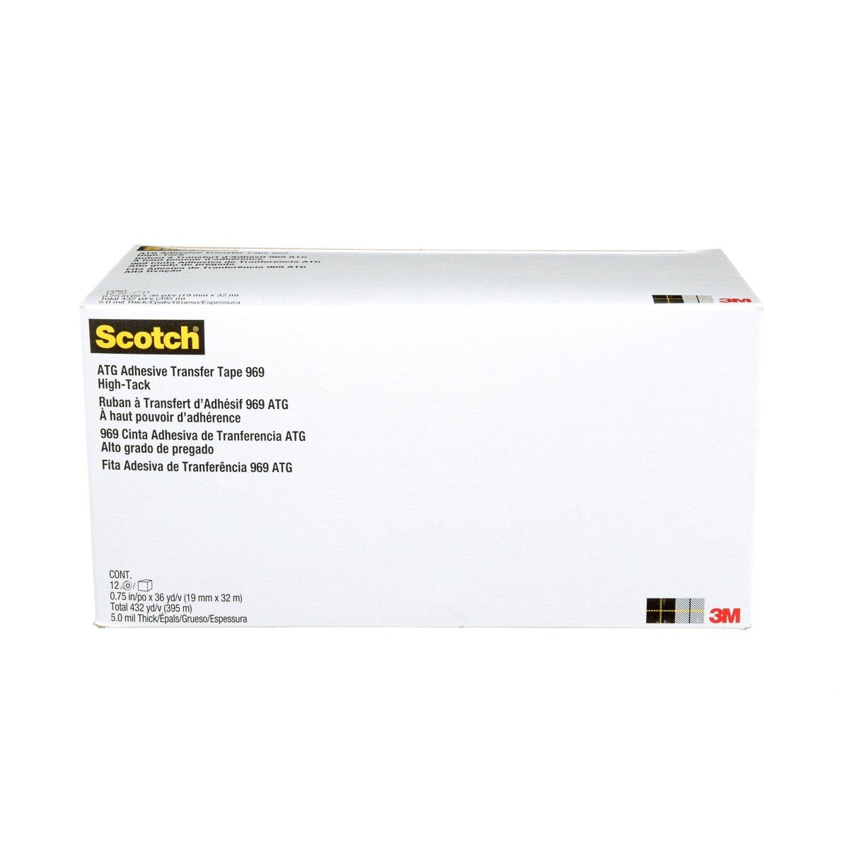 3M 969 Scotch ATG Adhesive Transfer Tape, Clear, 3/4 in x 36 yd, 5 mil (7000048463) (48 Pack) - 10