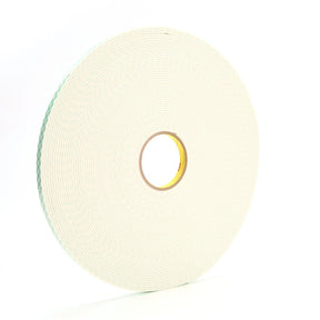 3M 4008 Double Coated Urethane Foam Tape, Off White, 1/2 in x 36 yd, 125 mil (7000048481) (18 Pack)