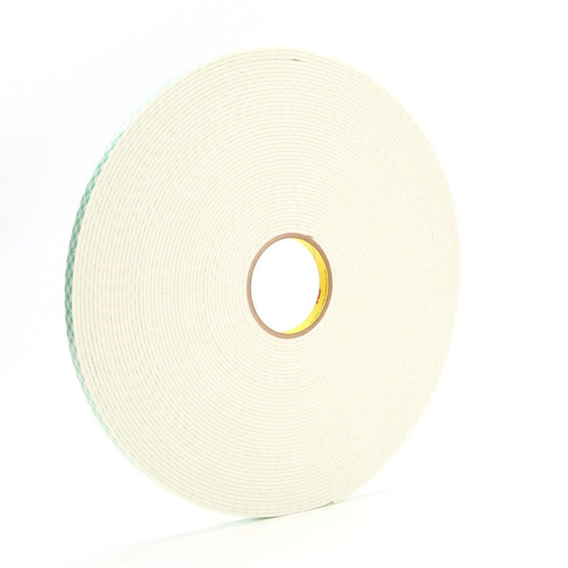 3M 4008 Double Coated Urethane Foam Tape, Off White, 1/2 in x 36 yd, 125 mil (7000048481) (18 Pack)