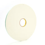 3M 4008 Double Coated Urethane Foam Tape, Off White, 1/2 in x 36 yd, 125 mil (7000048481) (18 Pack)