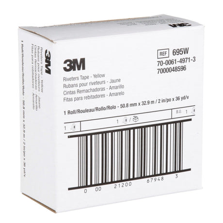 3M 695 Riveters Tape, Yellow with White Adhesive, 2 in x 36 yd, 3 mil (7000048596) (24 Pack) - 6