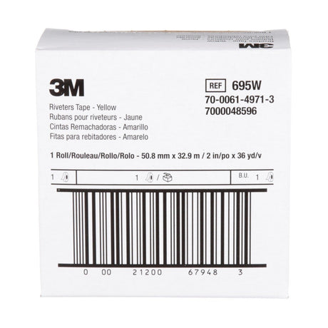 3M 695 Riveters Tape, Yellow with White Adhesive, 2 in x 36 yd, 3 mil (7000048596) (24 Pack) - 7