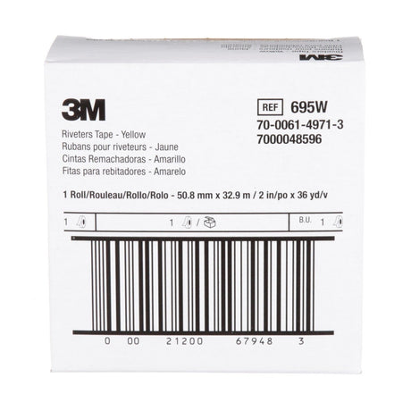3M 695 Riveters Tape, Yellow with White Adhesive, 2 in x 36 yd, 3 mil (7000048596) (24 Pack) - 7