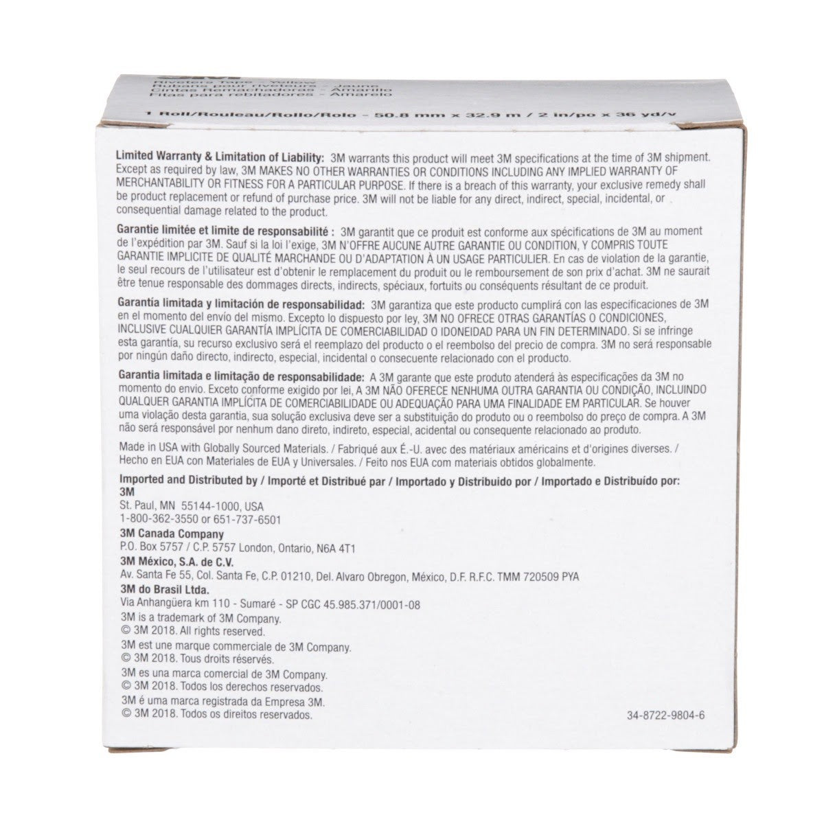 3M 695 Riveters Tape, Yellow with White Adhesive, 2 in x 36 yd, 3 mil (7000048596) (24 Pack) - 9