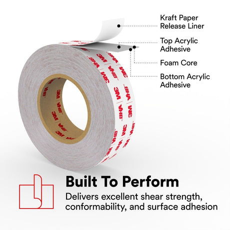 3M 4941 VHB Tape, Gray, 1 in x 36 yd, 45 mil (7000048598) (9 Pack) - 7
