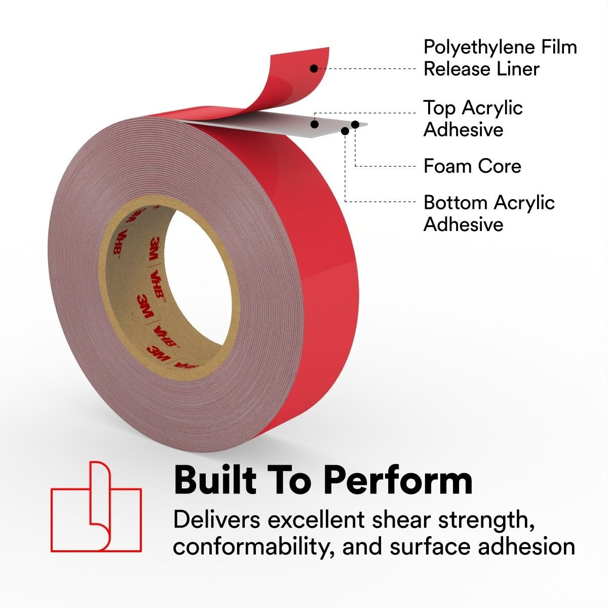 3M 4941 4941F VHB Tape F, Gray, 1 in x 36 yd, 45 mil, Film Liner (7000048646) (9 Pack) - 6