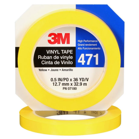3M 471 Vinyl Tape, Yellow, 3/8 in x 36 yd, 5.2 mil (7000048775) (96 Pack) - 6