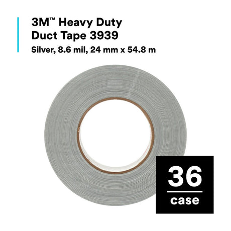 3M 3939 Heavy Duty Duct Tape, Silver, 15/16 in x 60 yd, 9.0 mil (7000048814) (36 Pack) - 4