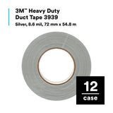 3M 3939 Heavy Duty Duct Tape, Silver, 2-7/8 in x 60 yd, 9.0 mil, Water Resistant (7000048815) (12 Pack) - 4