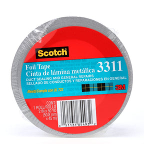 3M 3311 Scotch Aluminum Foil Tape, Silver, 2 in x 50 yd, 3.6 mil (7000049174)