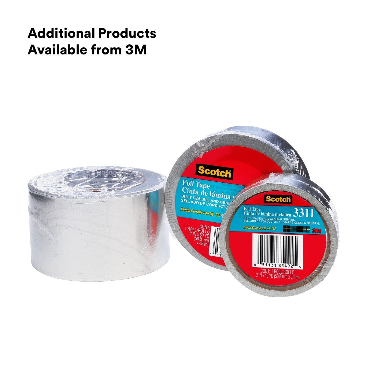 3M 3311 Scotch Aluminum Foil Tape, Silver, 2 in x 50 yd, 3.6 mil (7000049174) - 10