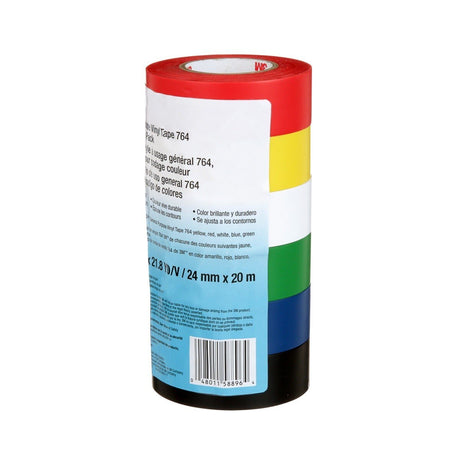 3M 764 General Purpose Vinyl Tape Color Coding Pack, Multi-color, 5 mil, 15/16 in x 21.8 yd (7000049193) (36 Pack) - 4