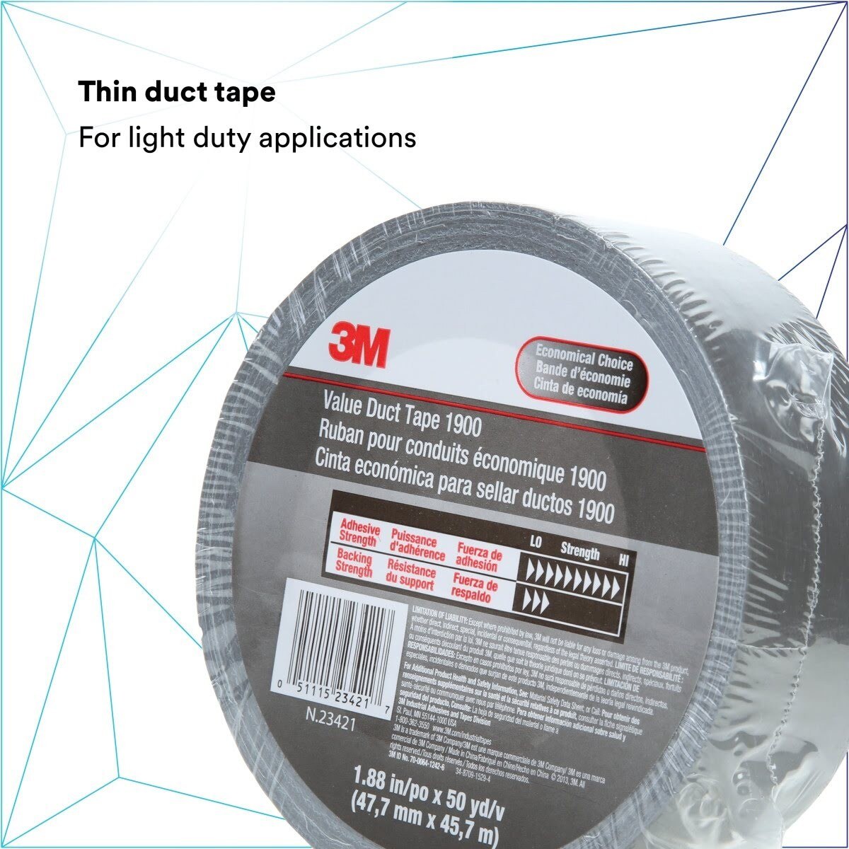 3M 1900 Value Duct Tape, Silver, 1-7/8 in x 50 yd, 5.8 mil (7000049202) (24 Pack) - 3