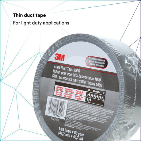 3M 1900 Value Duct Tape, Silver, 1-7/8 in x 50 yd, 5.8 mil (7000049202) (24 Pack) - 3